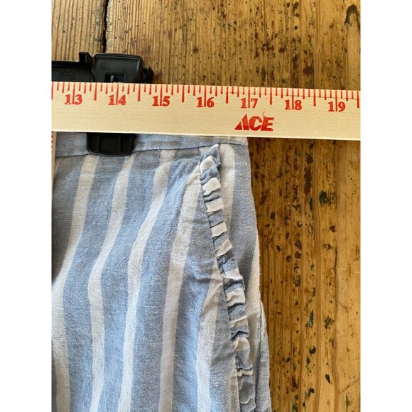 Eliane Rose womens Blue White Striped Cropped Pants 10 linen pockets wide leg - Picture 6 of 7